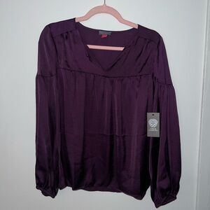 Vince Camuto Satin Blouse with Slight Puff Sleeves